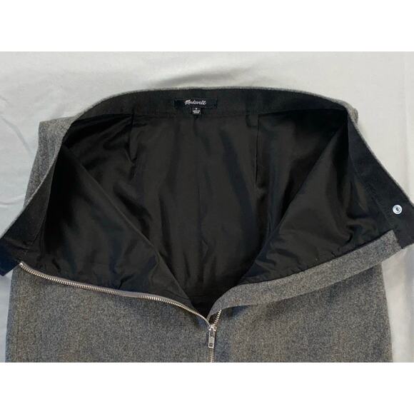 Madewell F9118 Studio Zip A-Line Stretch Wool Blend Flannel Lined Skirt. 0, MINT - Picture 3 of 5